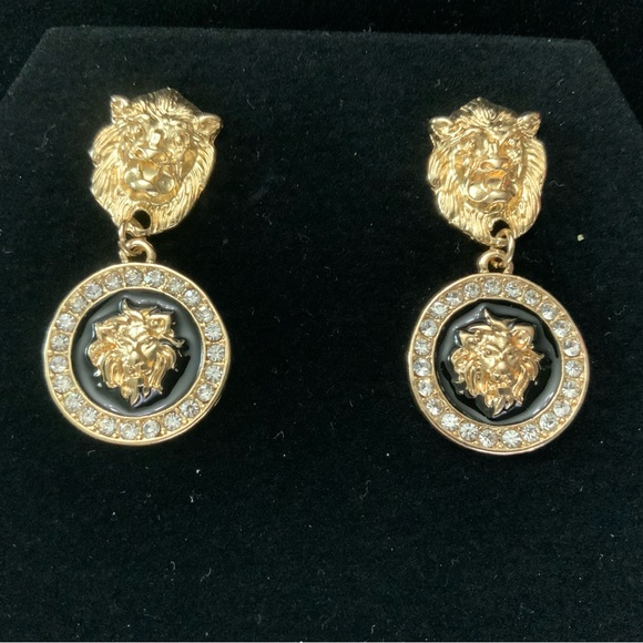 New Lion and Rhinestone Enamel Earrings - Picture 3 of 6